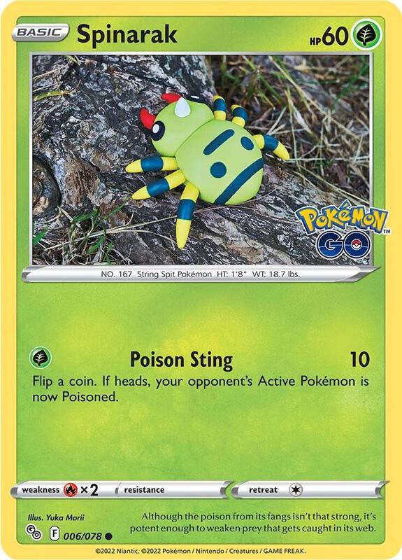 Spinarak Pokemon card from Pokemon GO
