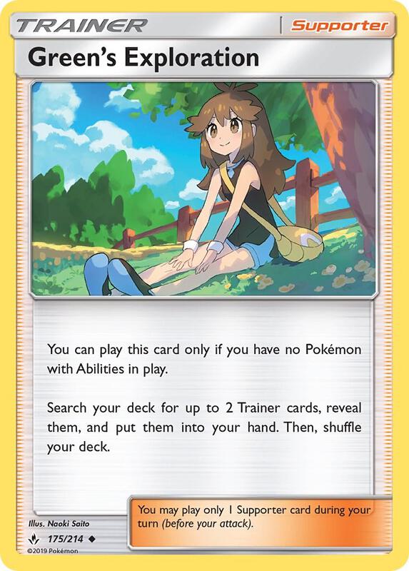 Green's Exploration Pokemon card from SM - Unbroken Bonds