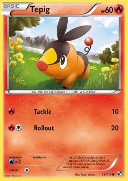 Tepig Pokemon card from Black White