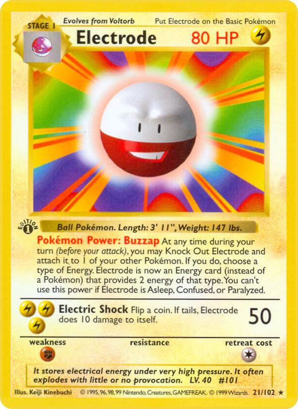 Electrode Pokemon card from Base Set (Shadowless)