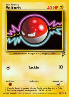 Voltorb Pokemon card from Base Set 2