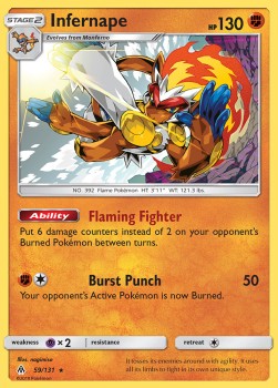 Infernape Pokemon card from Forbidden Light