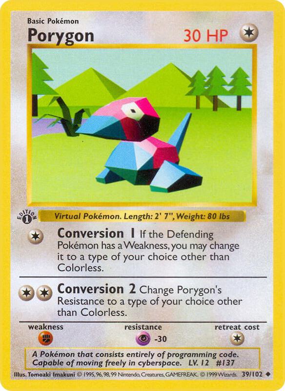 Porygon Pokemon card from Base Set (Shadowless)