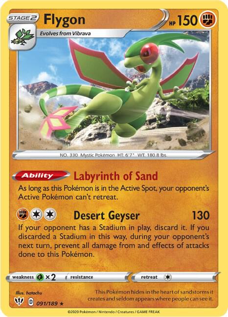 Flygon Pokemon card from SWSH03: Darkness Ablaze