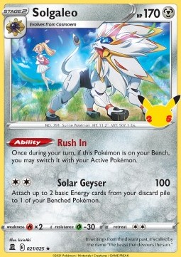 Solgaleo Pokemon card from Celebrations