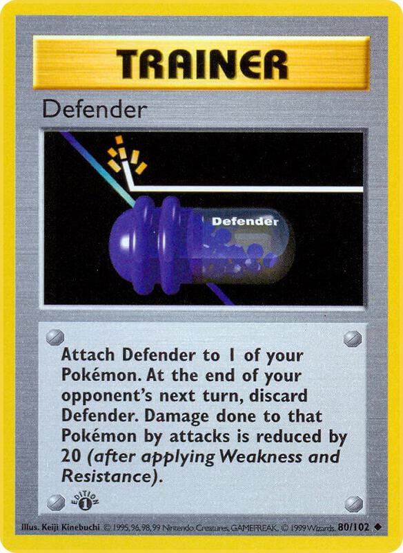 Defender Pokemon card from Base Set (Shadowless)