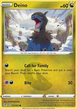 Deino Pokemon card from Evolving Skies