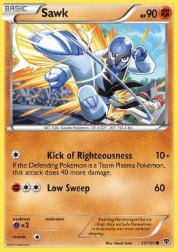 Sawk Pokemon card from Plasma Blast