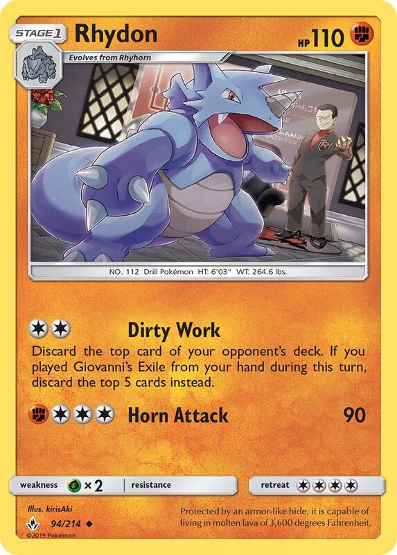 Rhydon Pokemon card from SM - Unbroken Bonds