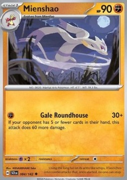 Mienshao Pokemon card from Stellar Crown