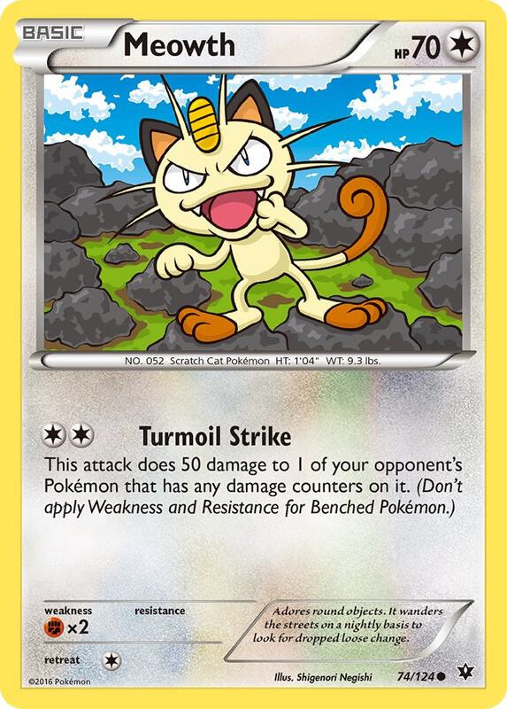 Meowth Pokemon card from XY - Fates Collide