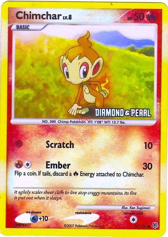 Chimchar Pokemon card from Burger King Promos