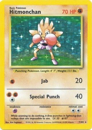 Hitmonchan Pokemon card from Base Set