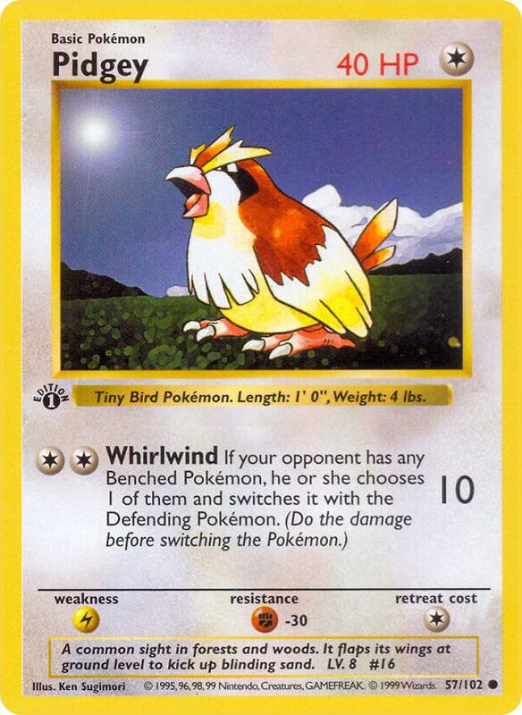 Pidgey Pokemon card from Base Set (Shadowless)