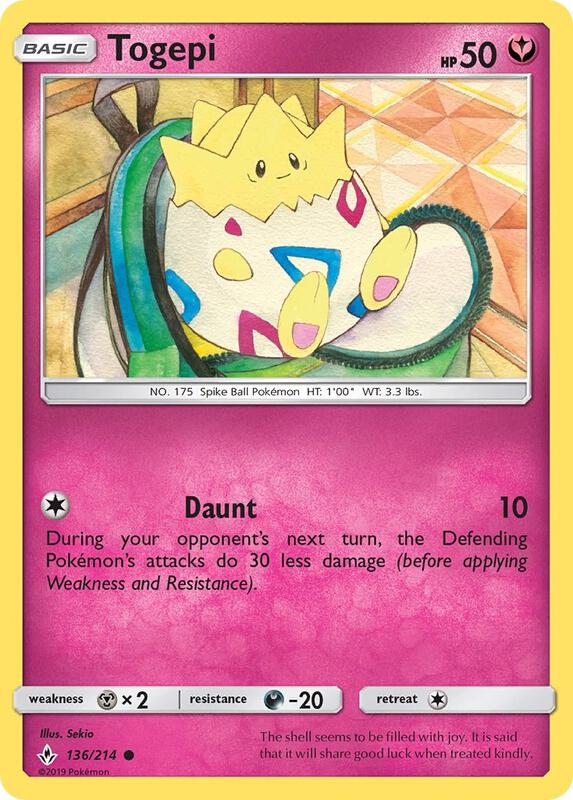Togepi Pokemon card from SM - Unbroken Bonds