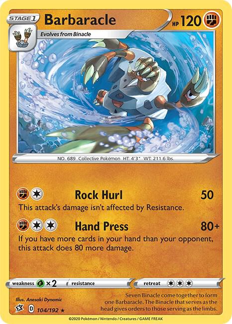Barbaracle Pokemon card from SWSH02: Rebel