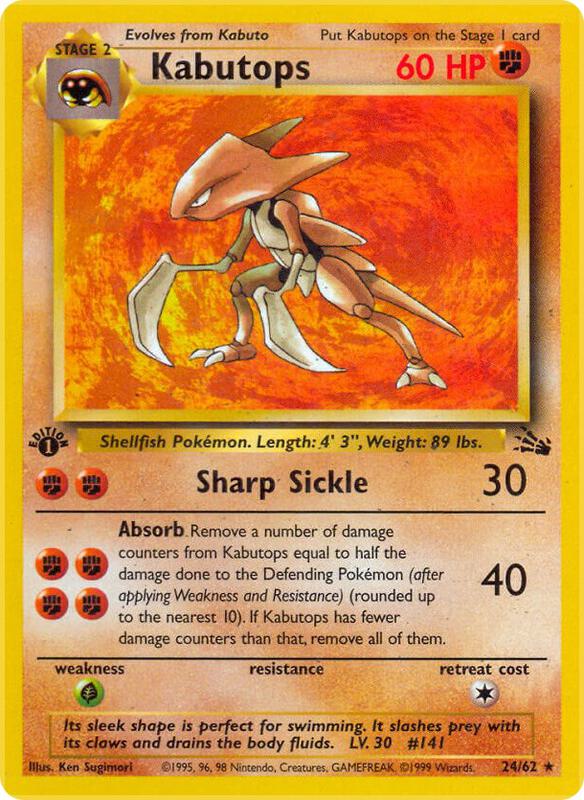 Kabutops (24) Pokemon card from Fossil
