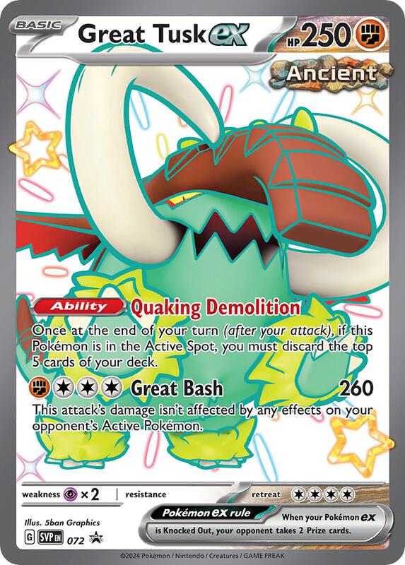 Great Tusk ex - 072 Pokemon card from SV: Scarlet & Violet Promo Cards