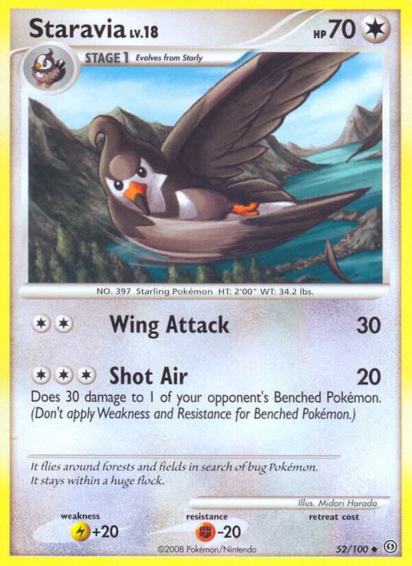 Staravia Pokemon card from Stormfront