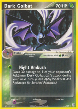 Dark Golbat Pokemon card from EX Team Rocket Returns