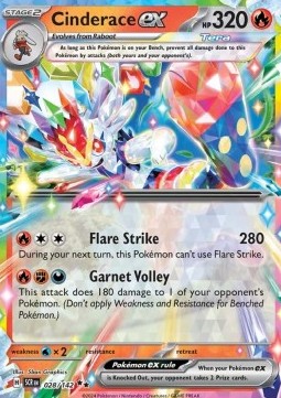 Cinderace ex Pokemon card from Stellar Crown