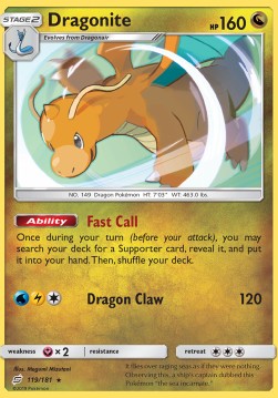 Dragonite Pokemon card from Team Up