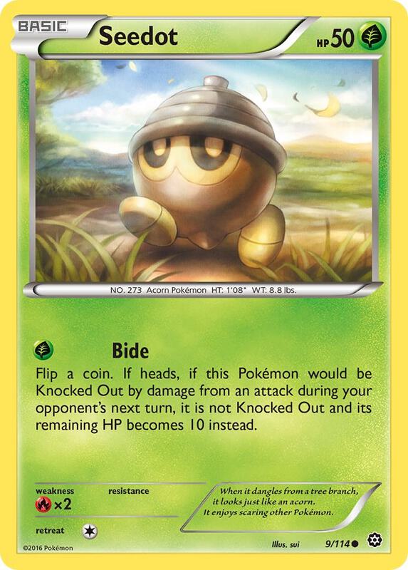 Seedot Pokemon card from XY - Steam Siege