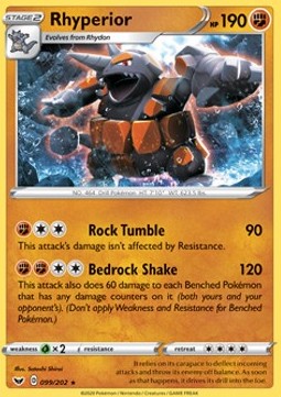 Rhyperior Pokemon card from Sword Shield